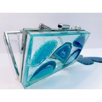 Custom Purse - Clear Crossbody Clutch with Blue Agate Crystals- Acrylic Resin Art- Clear Crossbody | Etsy (US)