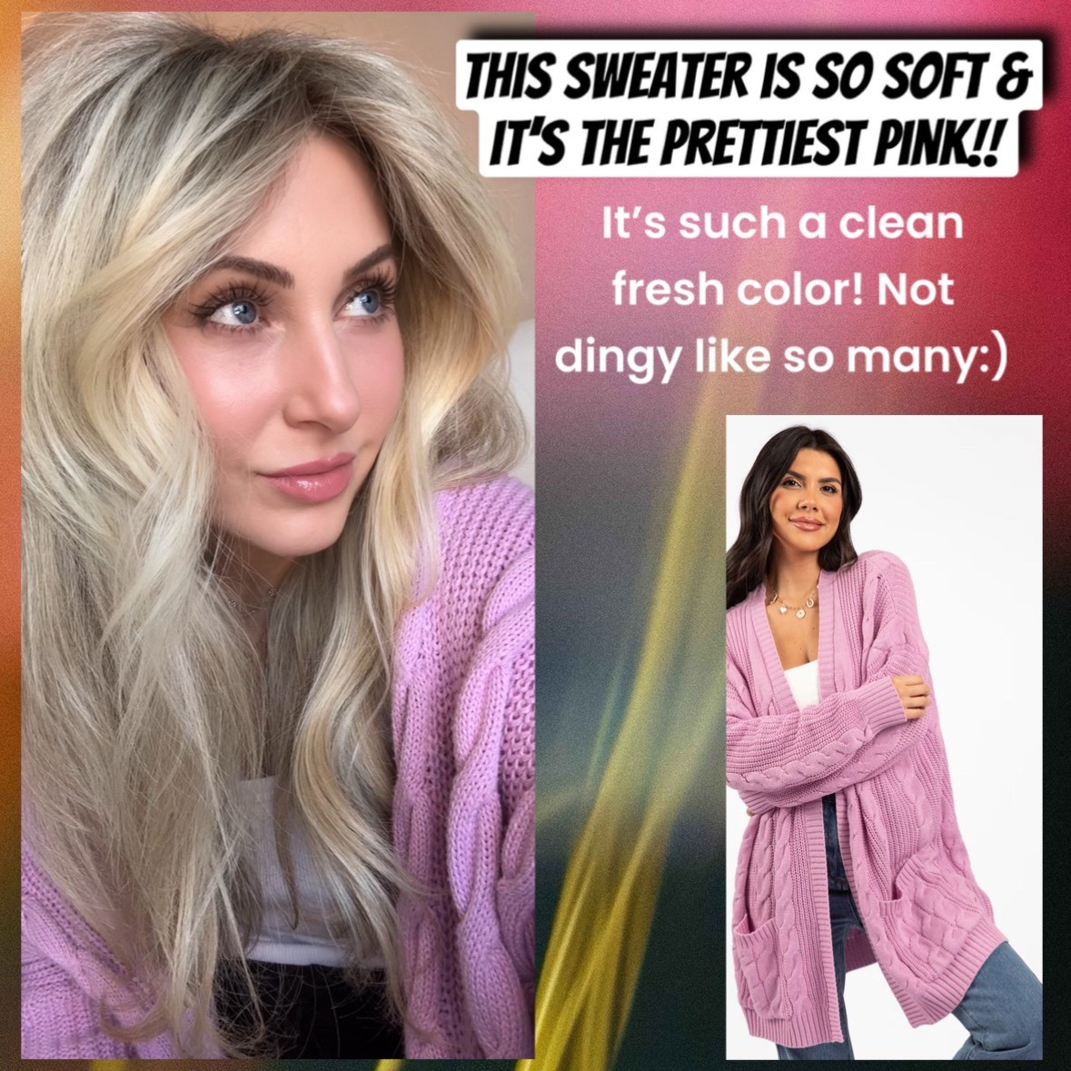 I LOVE this sweater & I wear it all the time!!! I bought the brown one (that one was last season’s so it’s no longer available) last year and I was so happy when I saw they had a pink one!!! It’s the prettiest pink! I have sensory issues and if a sweater has ANY ITCH, I cannot wear it. This one is itch free:) It’s so soft!! It washes & dries perfectly! 

#LTKSaleAlert #LTKSeasonal #LTKSpringSale