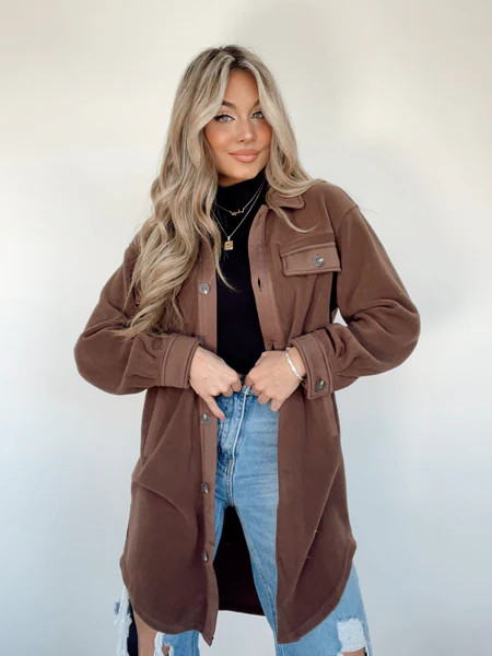 Brown Simply Cozy Shacket | Lane 201 Boutique