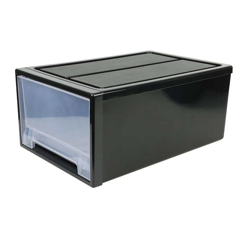 Black Stackable Storage Drawer, Large | At Home