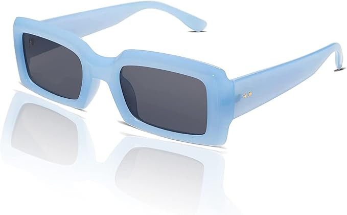 Mriendao Trendy Sunglasses for Women Men, 90s Sun Glasses Shades, Fashion Blue Orange Yellow Rect... | Amazon (US)