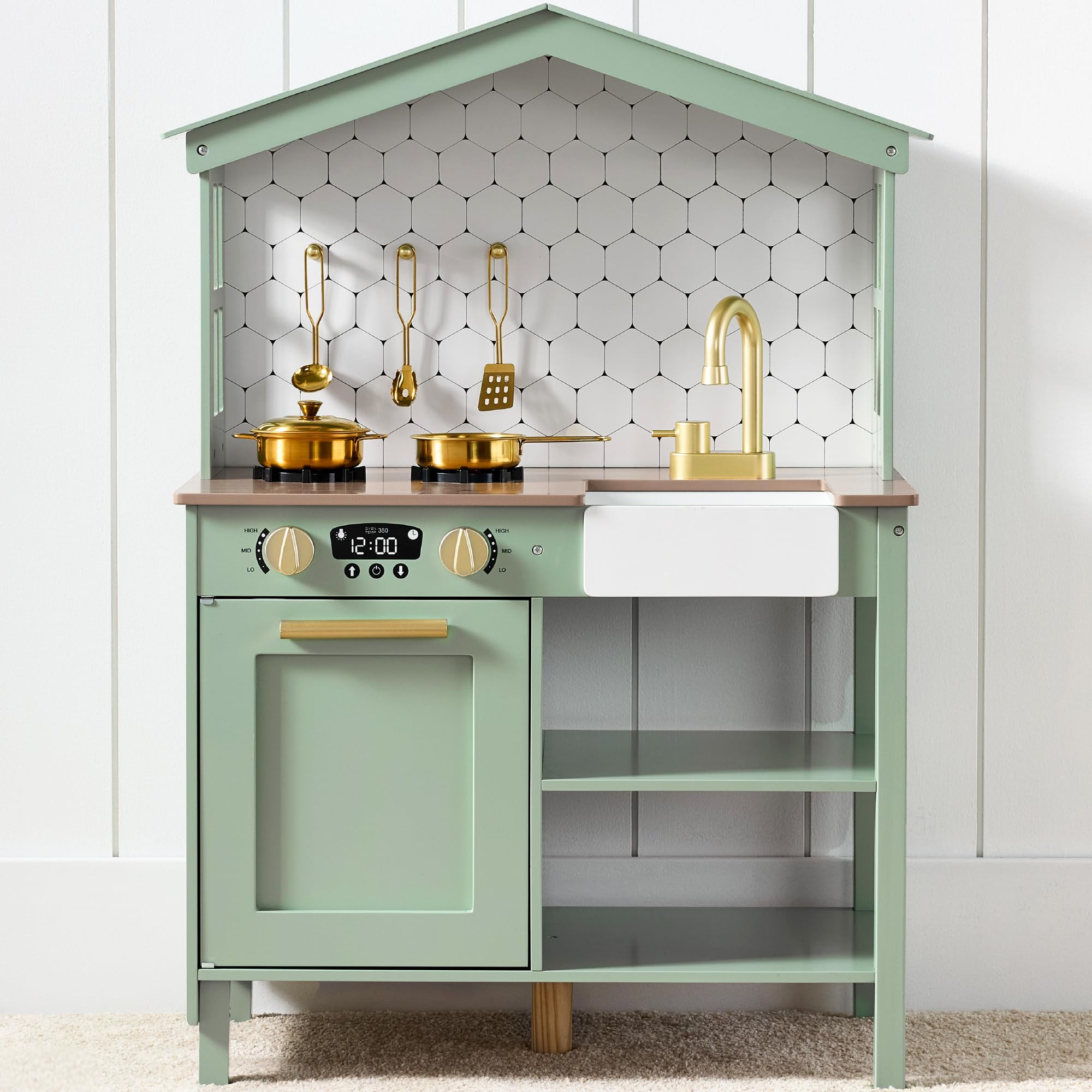 Best Choice Products Pretend Play Wooden Farmhouse Kitchen Set for Kids w/Toy Storage, Clicking K... | Amazon (US)