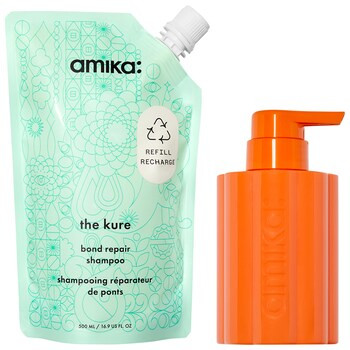 The Kure Bond Repair Refillable Shampoo Bottle and Pouch Set - amika | Sephora | Sephora (US)