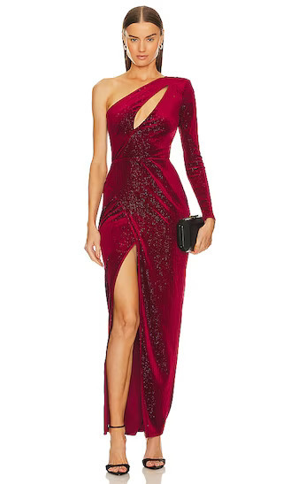 x REVOLVE Tallulah Gown in Oxblood | Red Velvet Dress Red Holiday Dress Red Christmas Dress Outfit | Revolve Clothing (Global)