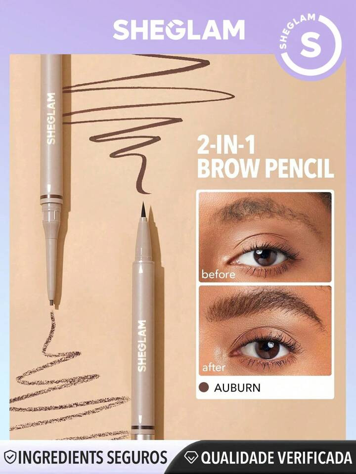 SHEGLAM Lápis De Sobrancelha 2 Em 1 - Auburn Caneta De Sobrancelha Líquida À Prova D'água Ant... | SHEIN