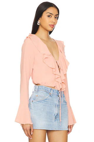 MORE TO COME Denise Ruffle Tie Top in Blush Pink from Revolve.com | Revolve Clothing (Global)