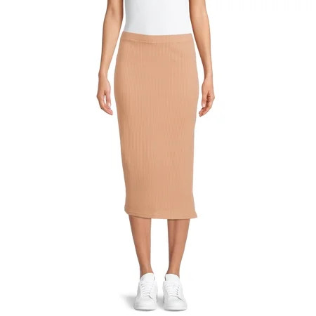 Time and Tru Women s Pull-On Ribbed Midi Skirt | Walmart (US)