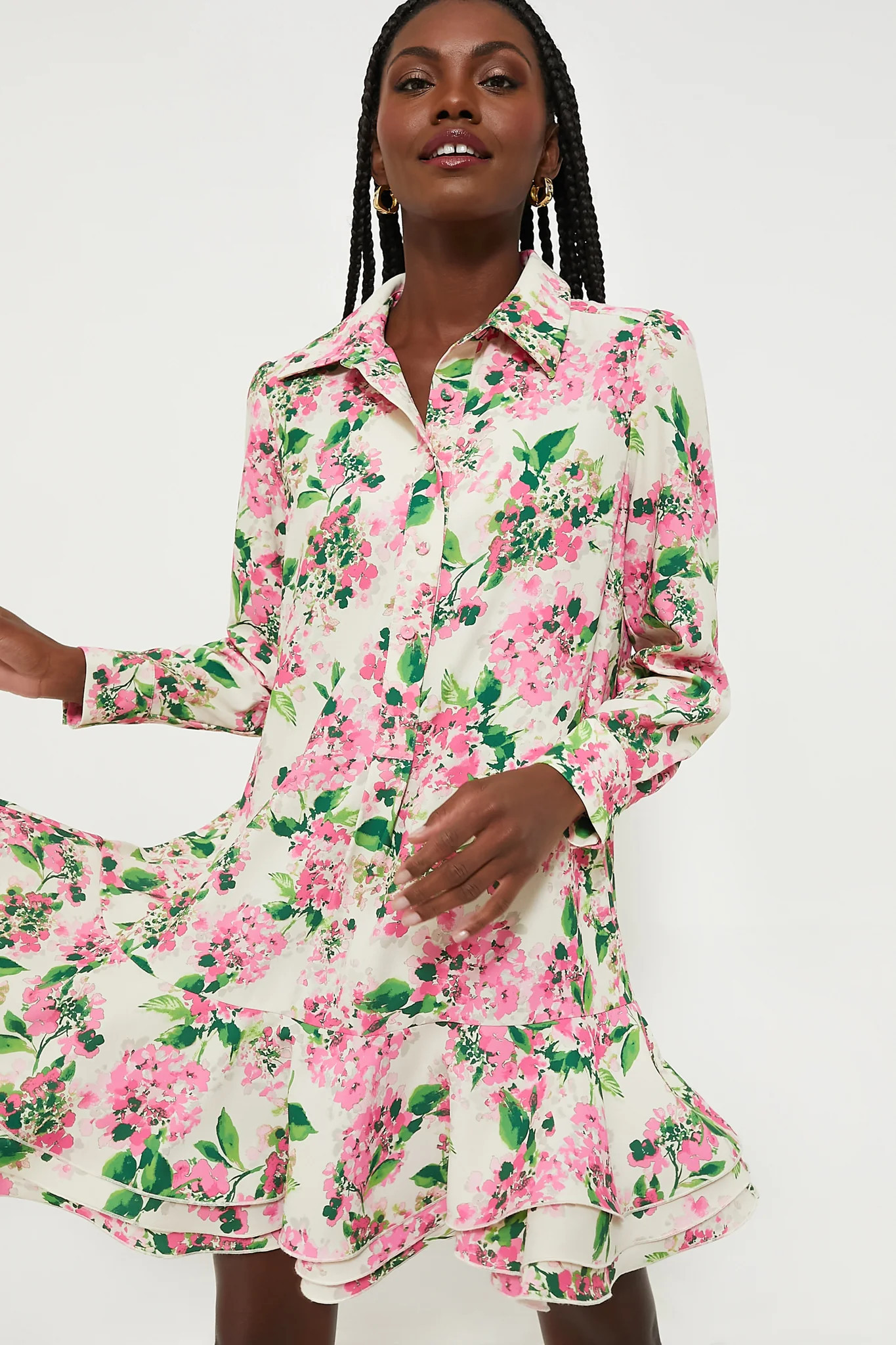 Gossamer Pink Hydrangea Callahan Shirt Dress | Tuckernuck (US)
