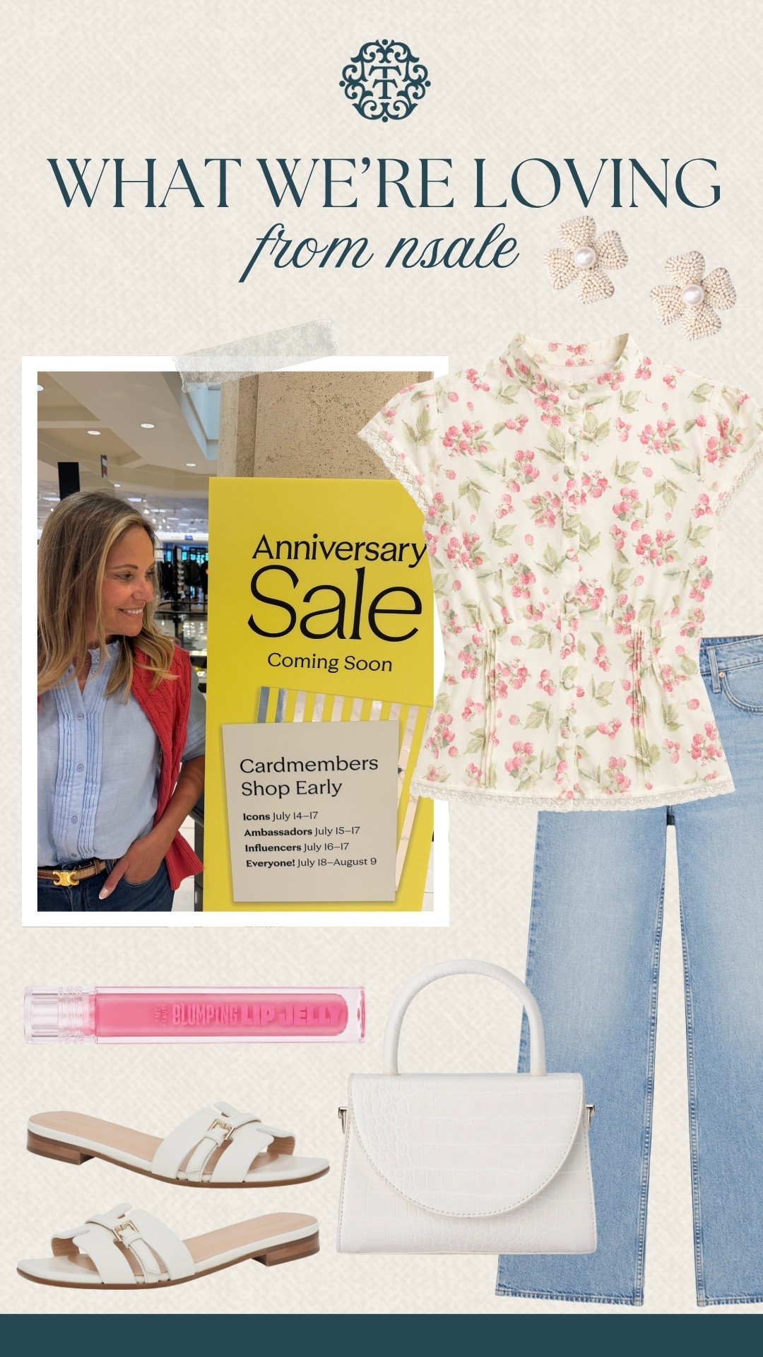 The Nordstrom Anniversary Sale has so many good pieces this year. This floral top, light denim, and white accessories make an outfit you’ll wear again and again. We couldn’t pass up adding a fun lip color to the mix.

#LTKSeasonal #LTKOver40 #LTKSaleAlert