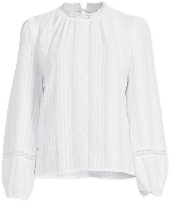 Time and Tru Women’s Long Sleeve Lace Pieced Top | Walmart (US)