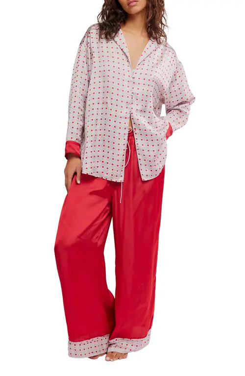 Free People Dreamy Days Print Pajamas in Heart Print at Nordstrom, Size Large | Nordstrom
