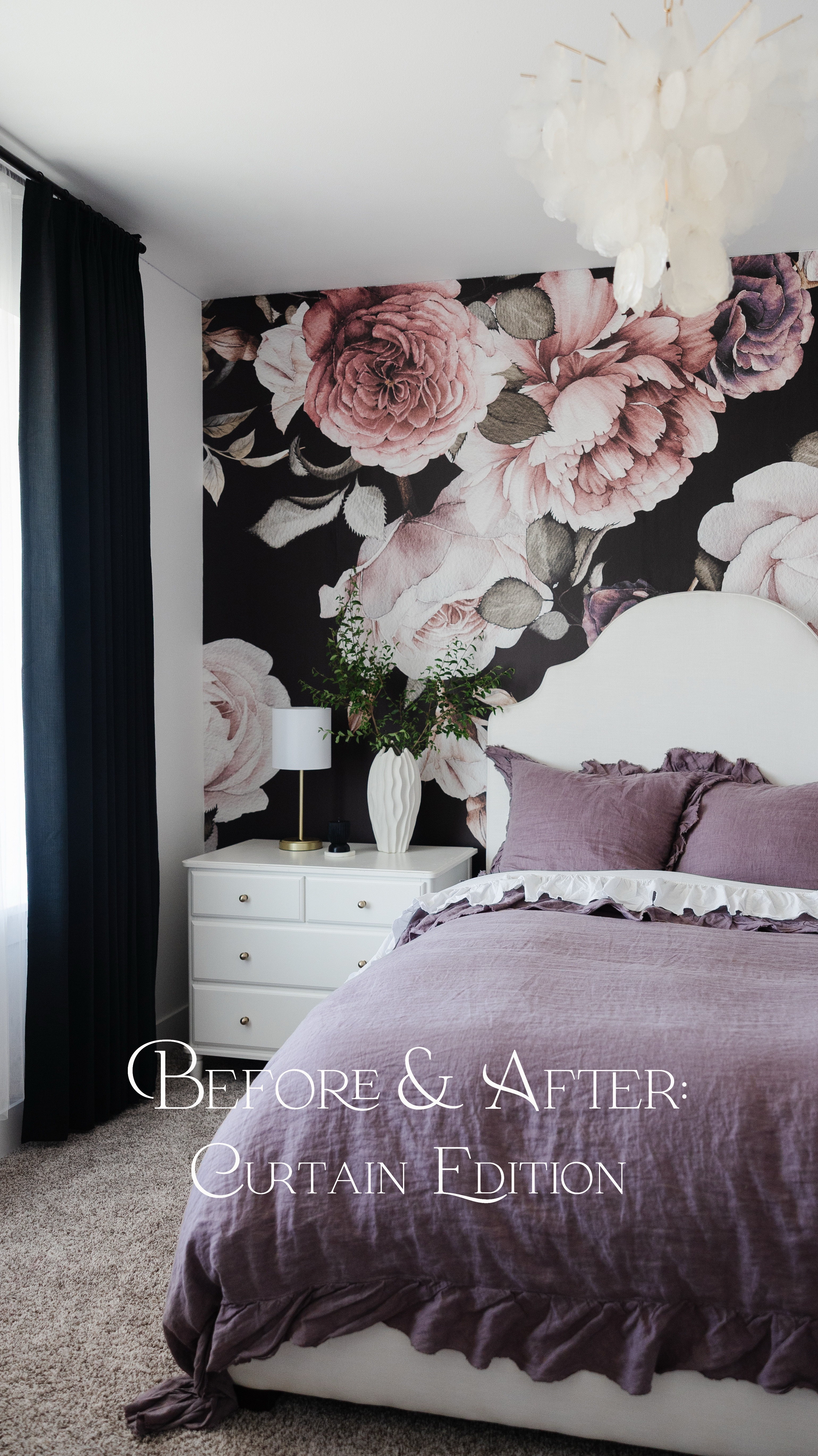 A little before and after with new curtains.
Curtain Details:
Header: pinch pleat
Single panel width: 50”
Single panel height: 103” floor to ceiling (9 ft ceiling) 
Lining: blackout thermal
Memory foam shape addedd


#LTKStyleTip #LTKHome #LTKFindsUnder100