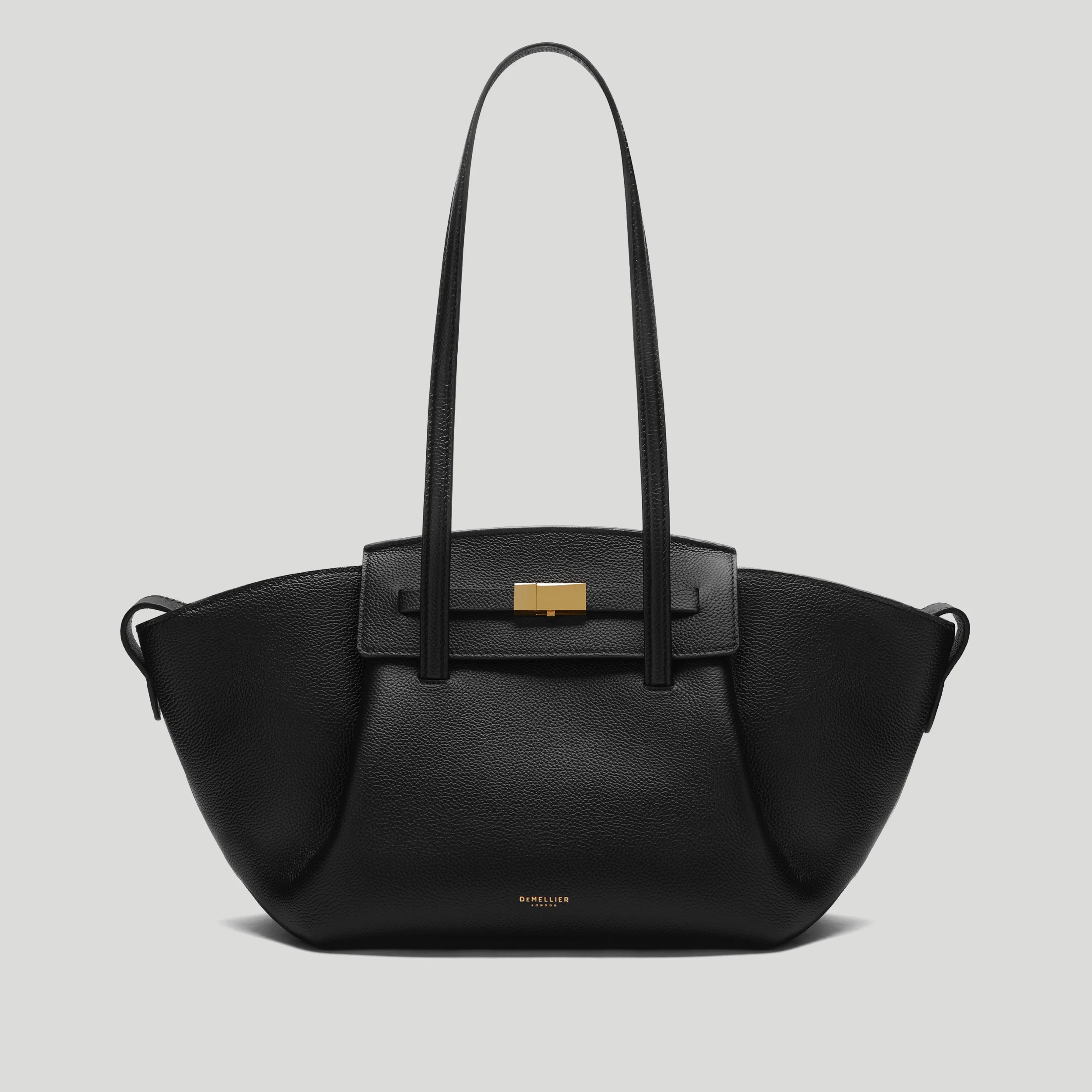 DeMellier The Midi Brooklyn in Black Small Grain Leather Shoulder bag | DeMellier