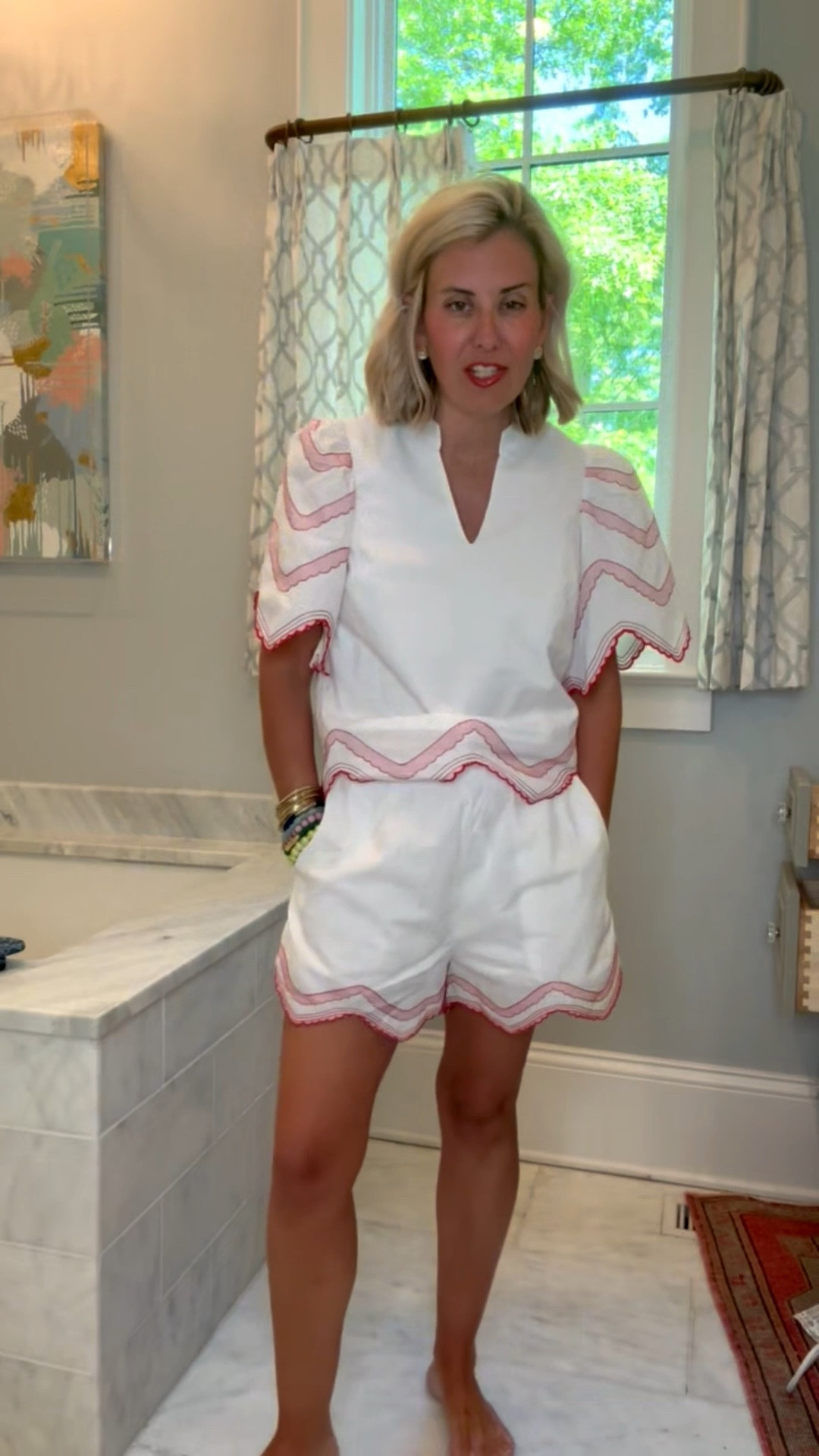Have you ever seen a cuter set? I have this in the navy & the pink dress and I’m obsessed.
Top - xs
Shorts - small
Sandal- 38.5 (1/2 size up) 

#LTKdayinmylife #LTKootd #LTKgrwm