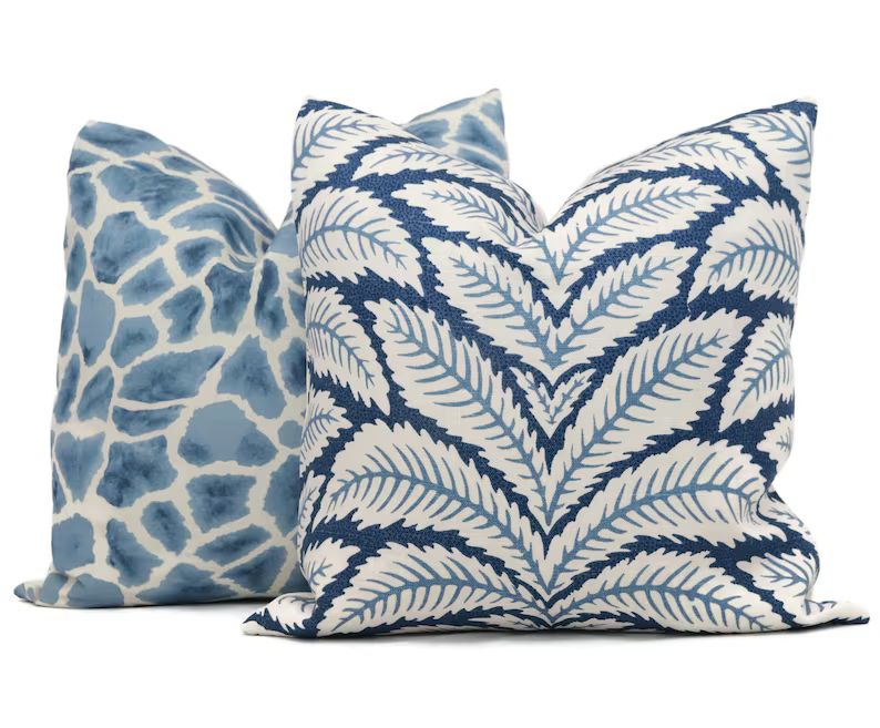 Indigo Blue Talavera Linen Pillow Cover by Brunschwig & Fils Decorative Pillow Cover 18x18, 20x20... | Etsy (US)