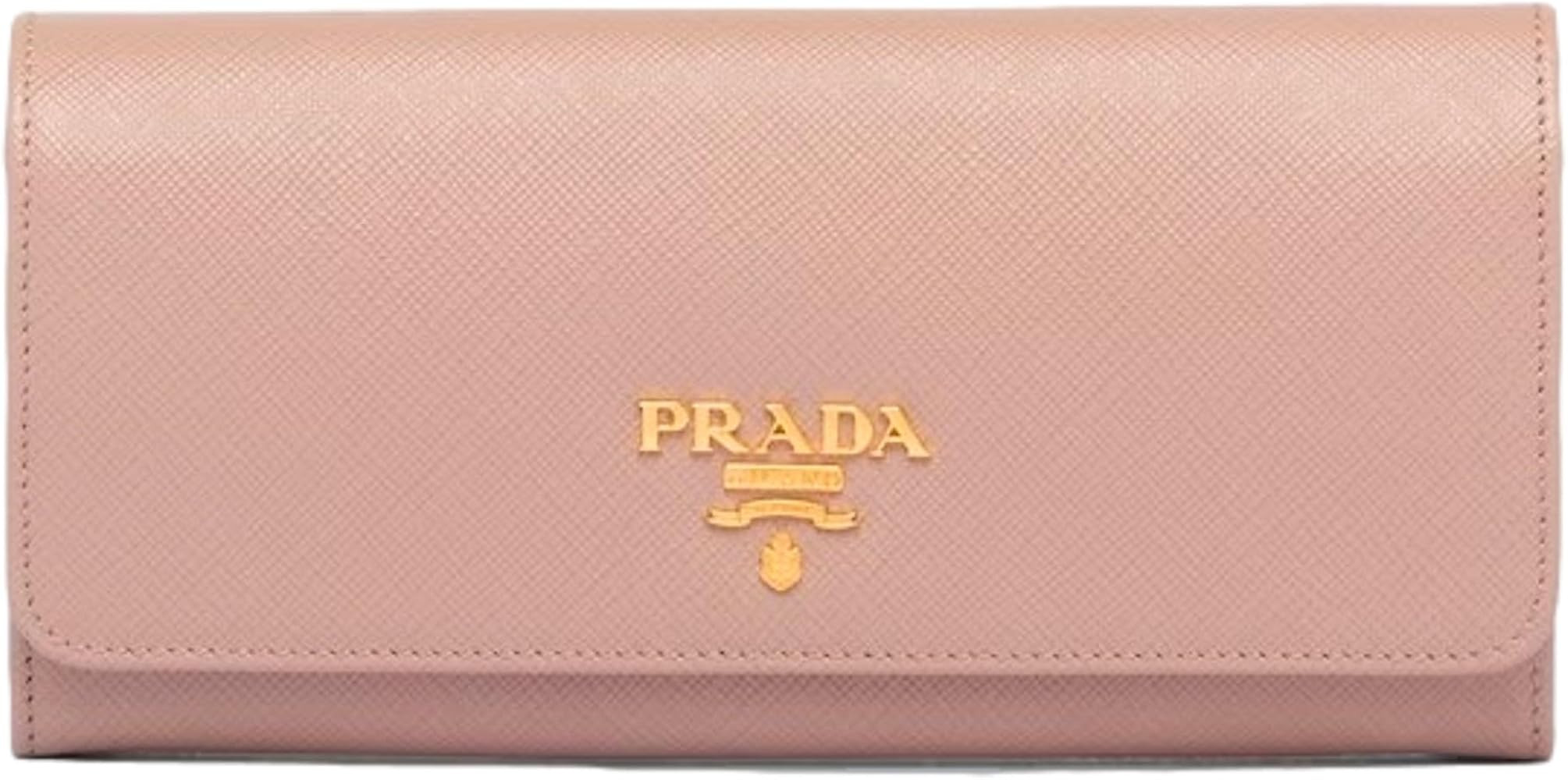 Prada Womens Saffiano Leather Sand Beige Rosso Red Multicolor Long Wallet with Zipper 1MH132 | Amazon (US)