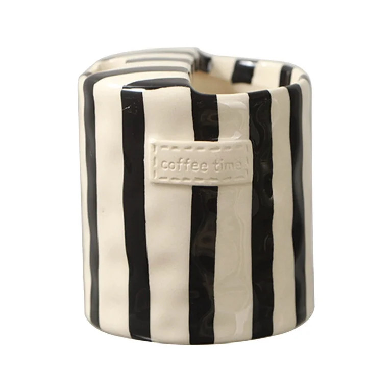 Vintage Ceramic Coffee Mug European Striped Double-Wall Insulated Cup for Home Office Use, Ideal ... | Walmart (US)