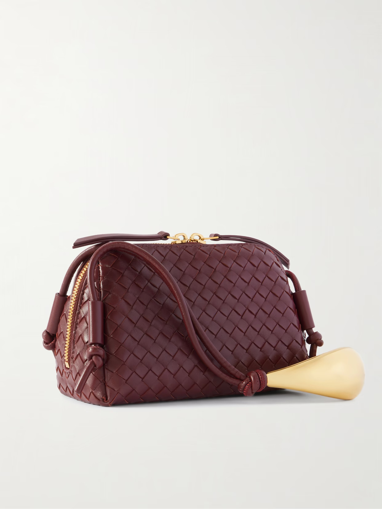 Bottega Veneta - Concert Pouch Intrecciato Leather Shoulder Bag - Burgundy | NET-A-PORTER (US)