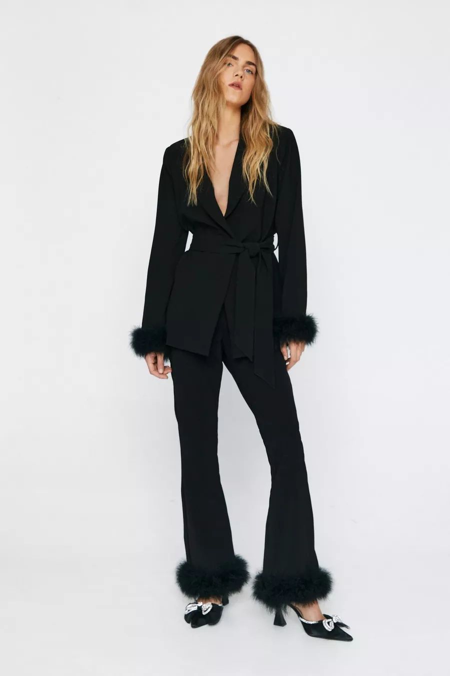 Flared Trousers With Feather Trims | Nasty Gal UK (+IE)