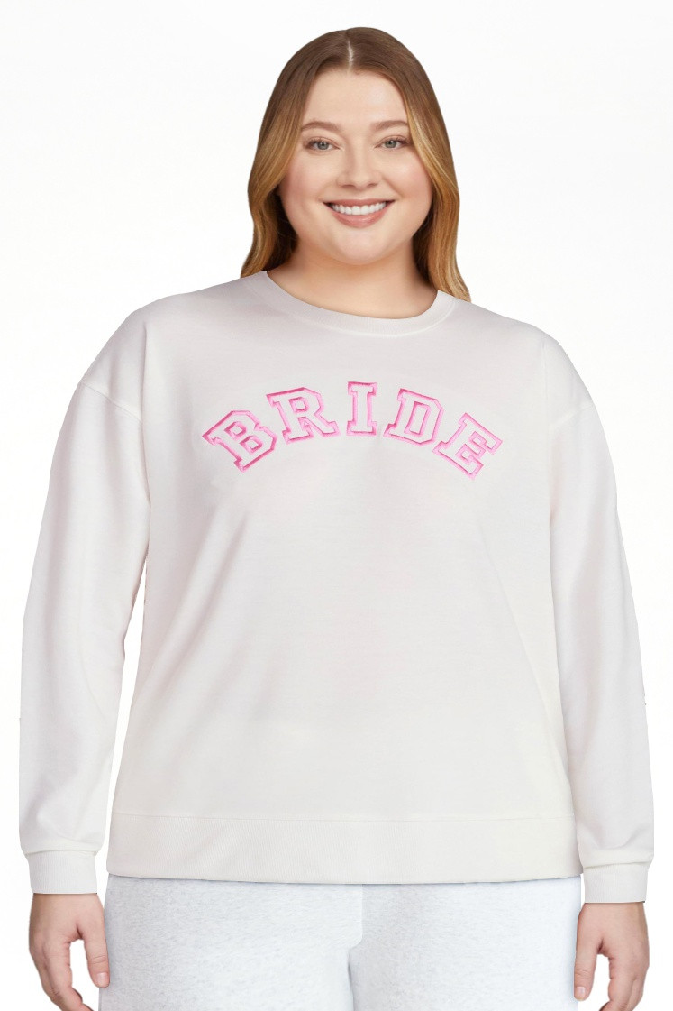 Joyspun Women's French Terry Knit Bridal Long Sleeve Sleep Top, Sizes XS to 3X | Walmart (US)