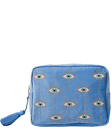Elizabeth Scarlett Mystical Eye Caribbean Blue Velvet Wash Bag - Light Pastel Blue | Dillard's