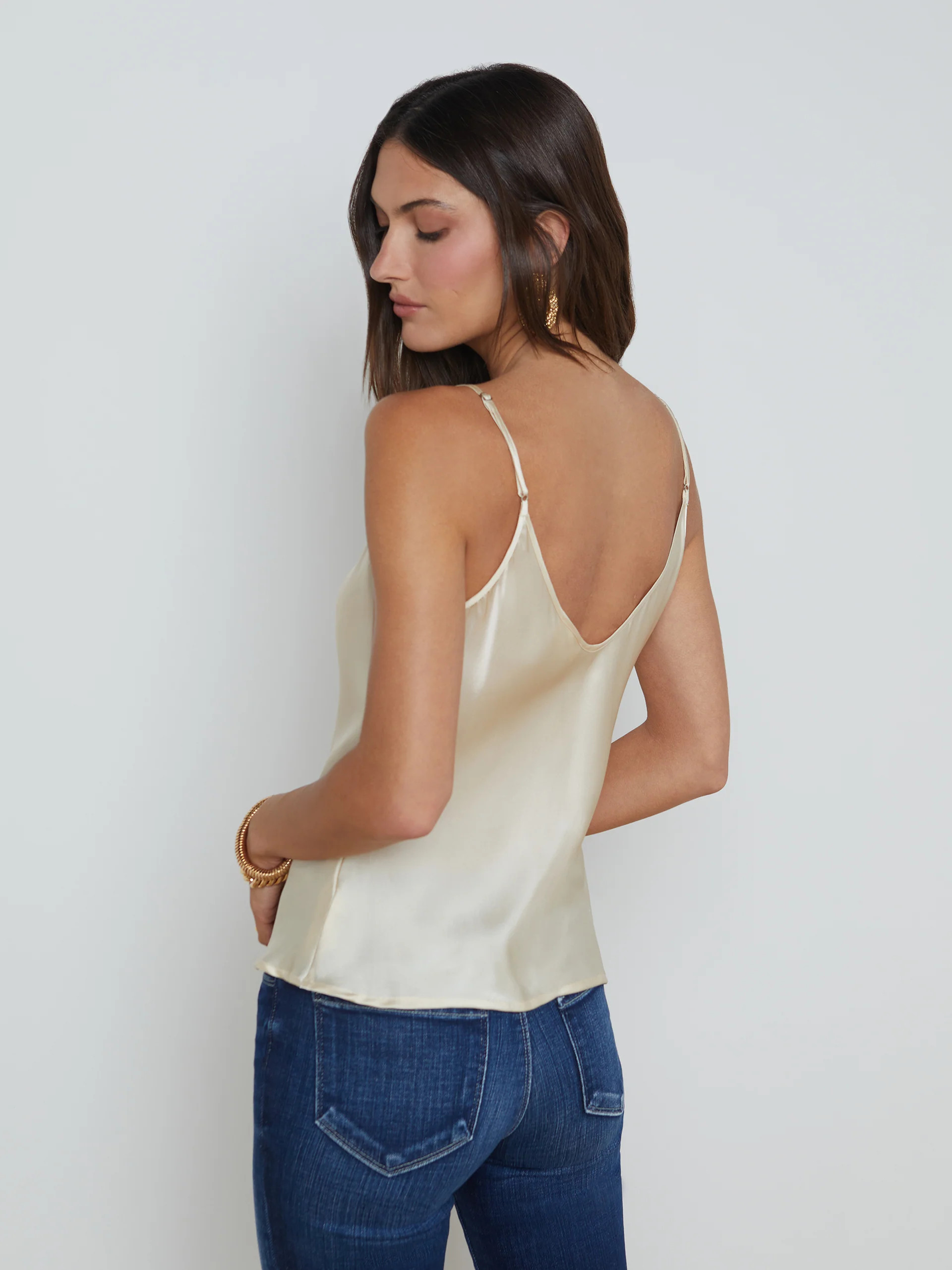 Lexi Silk Camisole in Pearl | L'AGENCE | L'Agence