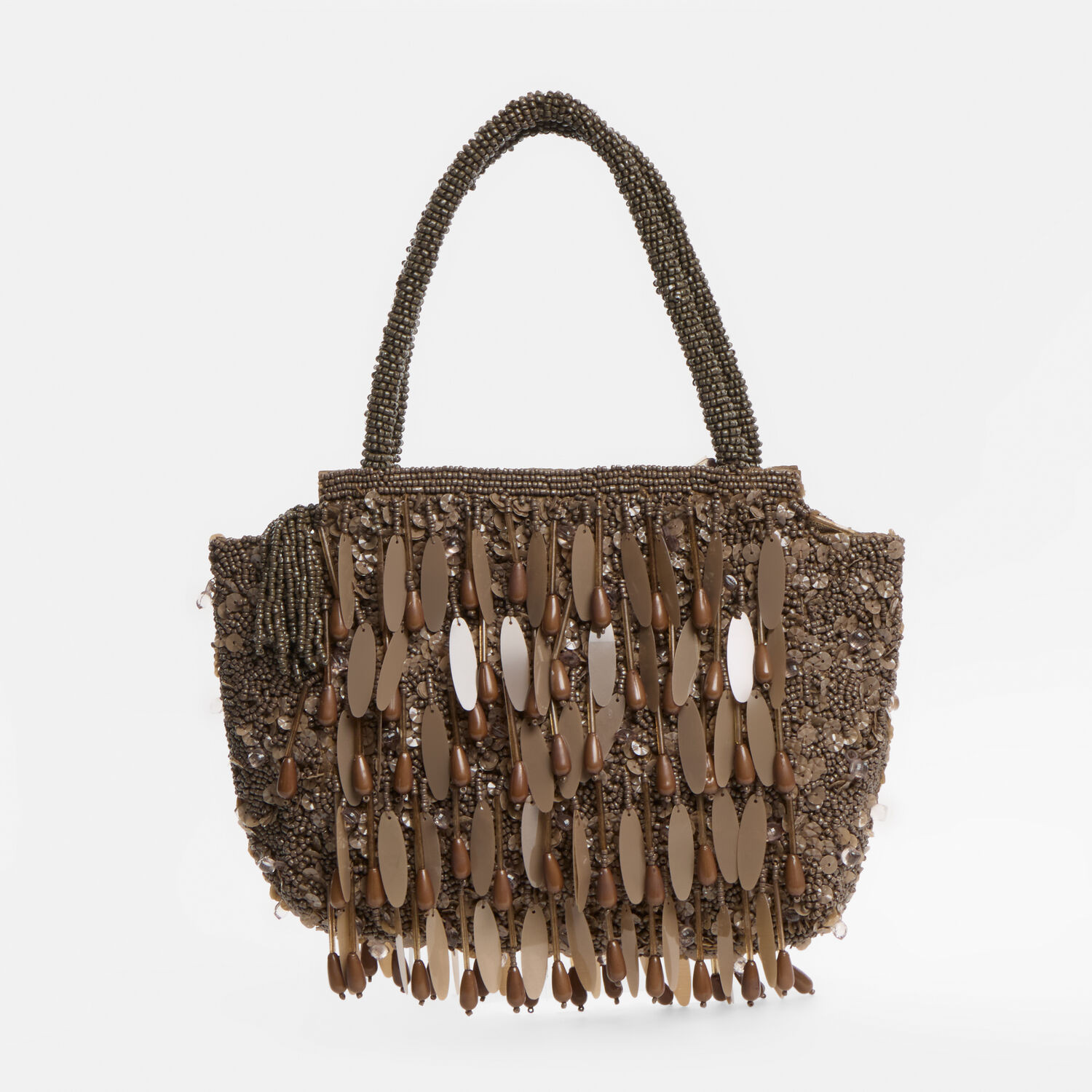 Brown Beaded Grab Bag | TK Maxx