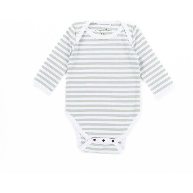 The Muffin Onesie with Long Sleeves, Green Stripes | Maisonette