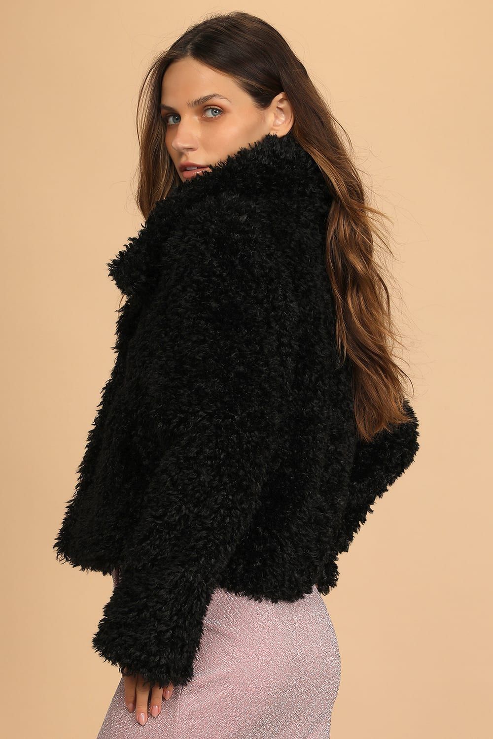 Cozy Handful Black Teddy Jacket | Lulus (US)