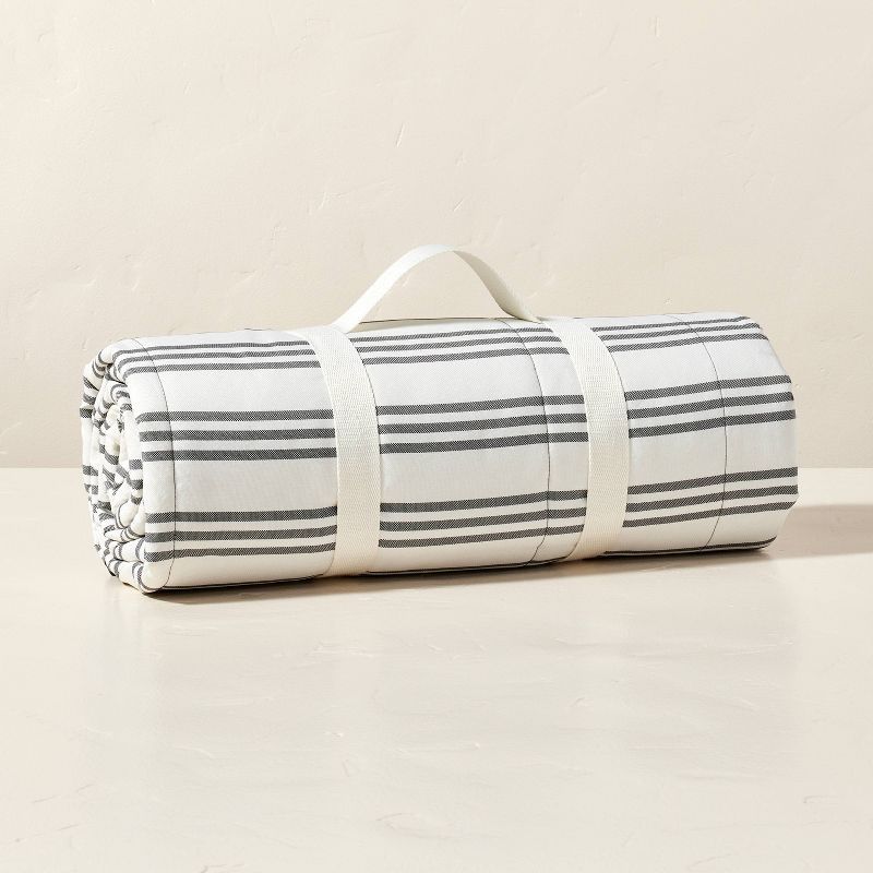 Triple Stripes Picnic Blanket Gray/Cream/Black - Hearth & Hand™ with Magnolia | Target