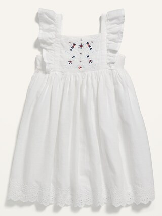 Embroidered Ruffle-Trim Swing Dress for Toddler Girls | Old Navy (US)