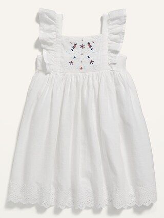 Embroidered Ruffle-Trim Swing Dress for Toddler Girls | Old Navy (US)
