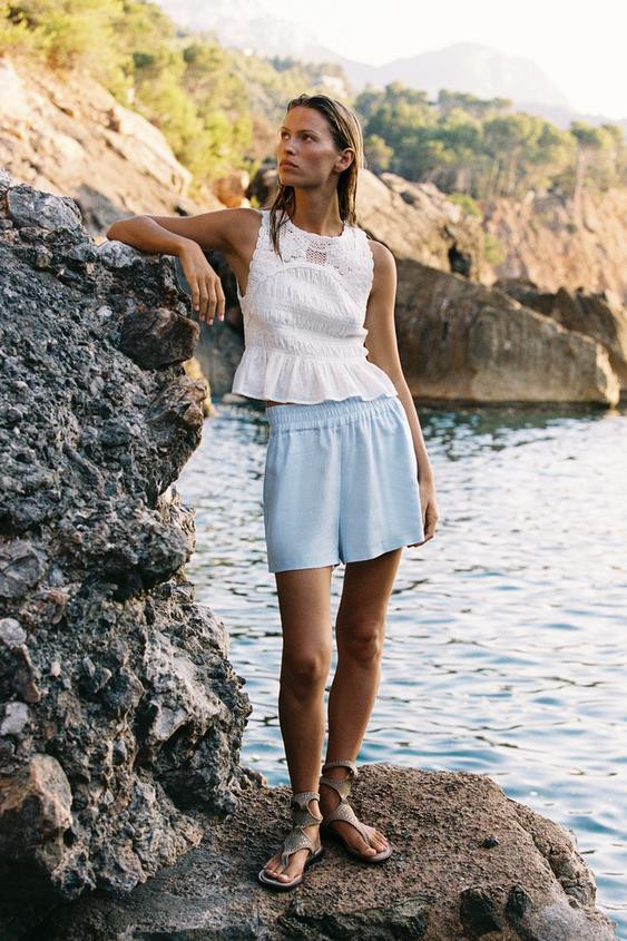 OPEN-BACK CROCHET MIX TOP | Zara UK