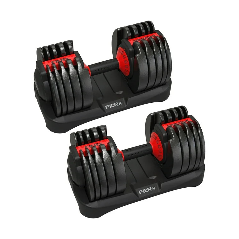 (2 pack) FitRx Adjustable Dumbbells, 52.5lb SmartBell Dumbbell Set with Quick-Select Weights for ... | Walmart (US)