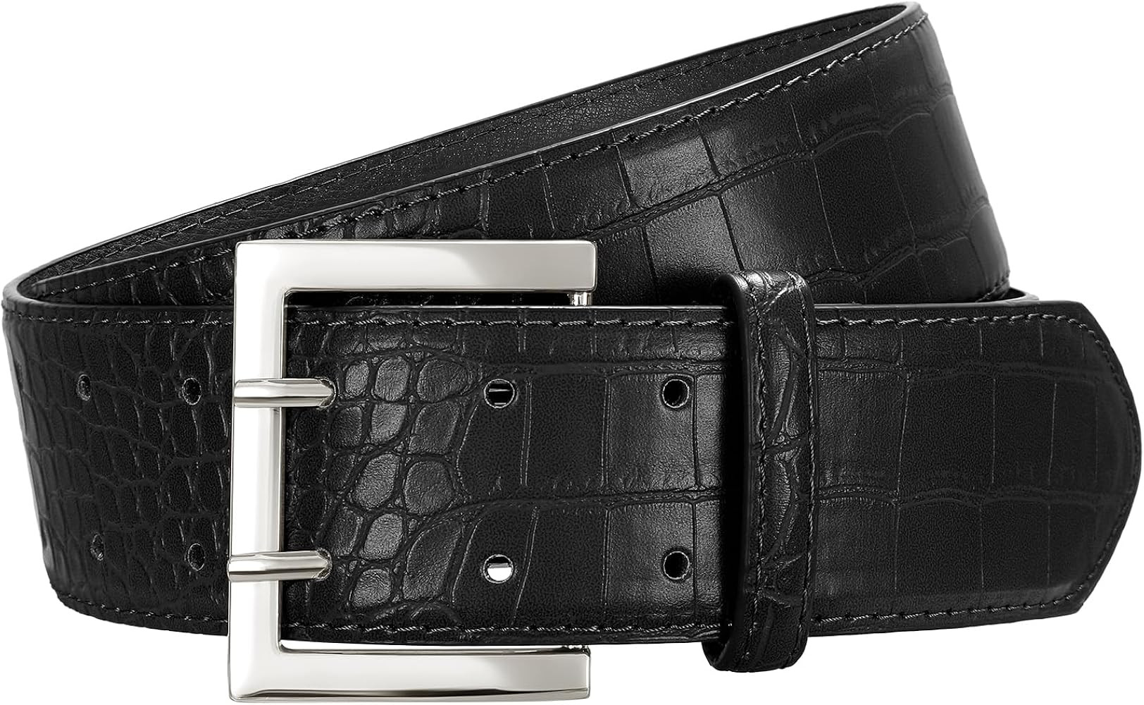 SANSTHS Women Wide Leather Belt for Dresses Jeans Fashion Gold Buckle Ladies Waist Thick Belt | Amazon (US)