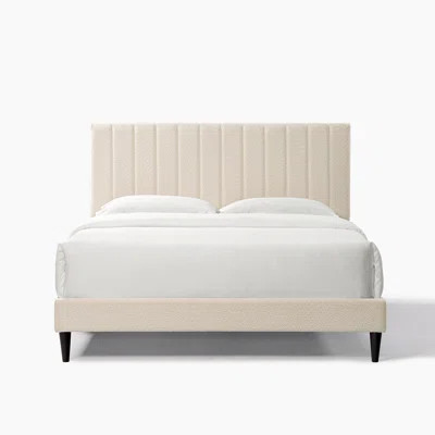 Upholstered Platform Bed Frame, Tufted Channel Headboard, Mid-Century Bedroom Furniture, No Box Spring Required, Bed Frame Wood Slats, Modern Soft Bou | Wayfair North America