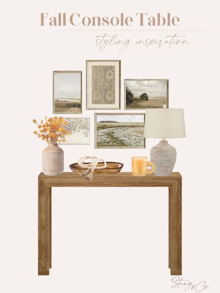 Here’s some inspiration for styling a console table for Fall. This look includes botanical art, fall faux stems, a wood tray, decorative beads, a pumpkin scented candle, a neutral colored lamp, and wood console table. 

Fall decor, fall style, fall decorations

#LTKhome #LTKSeasonal #LTKstyletip