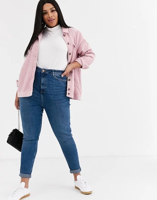 New Look Curve mom jean in blue | ASOS US