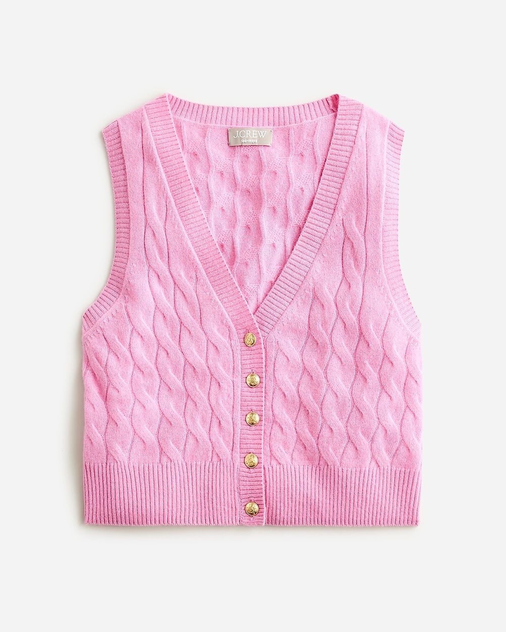 Cashmere cropped cable-knit sweater-vest | J.Crew US