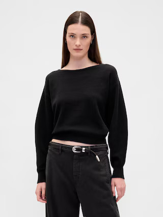 CashSoft Stretch Lantern-Sleeve Crop Sweater | Gap (US)