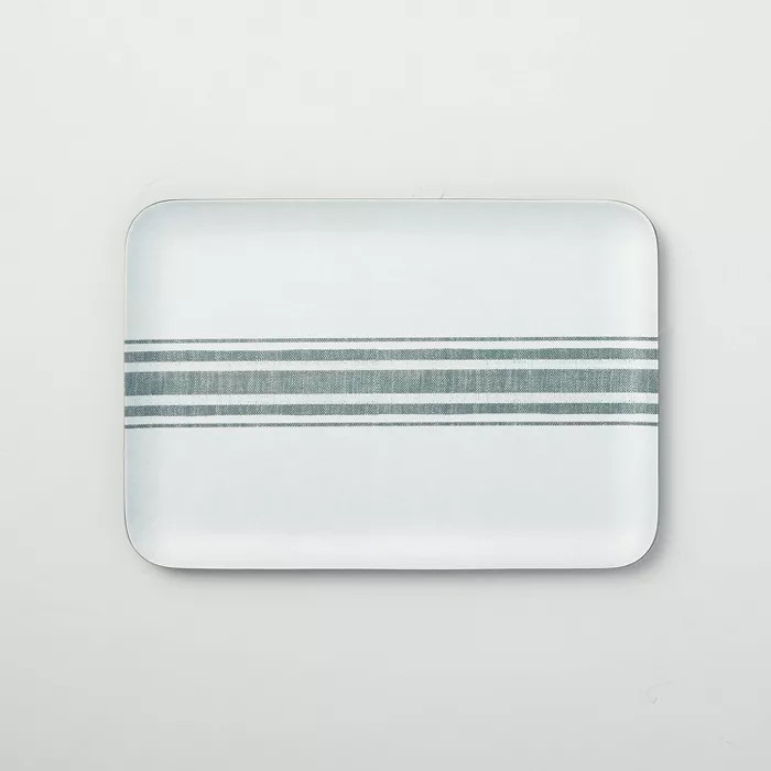 Variegated Center Stripes Melamine Serve Tray Light Gray/Green - Hearth & Hand™ with Ma... | Target