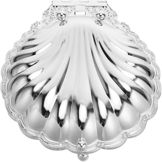 Vintage Metal Seashell Snack Tray - Shell Jewelry Dish - Silver Plate Centerpiece For Dried Fruit... | Amazon (US)