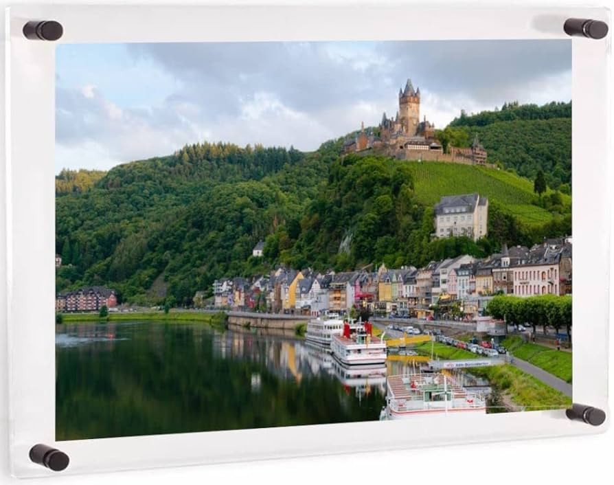 (16" x 20") Clear Acrylic Wall Mount Floating Picture Frame with (Black Standoffs) Frame-less Dou... | Amazon (US)