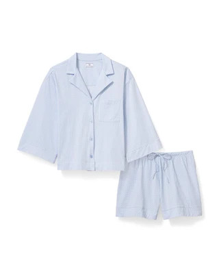 The Olivia Lightweight Pima Short Set in Periwinkle Geo XS | Petite Plume