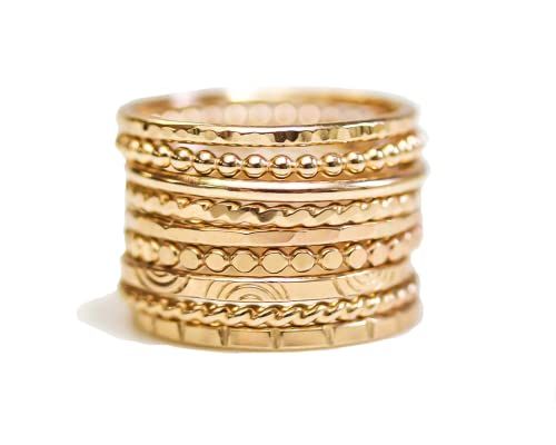 Essential Textures Stacking Ring by Amy Waltz Designs, Handmade Textured Stacking Rings in Gold | Amazon (US)