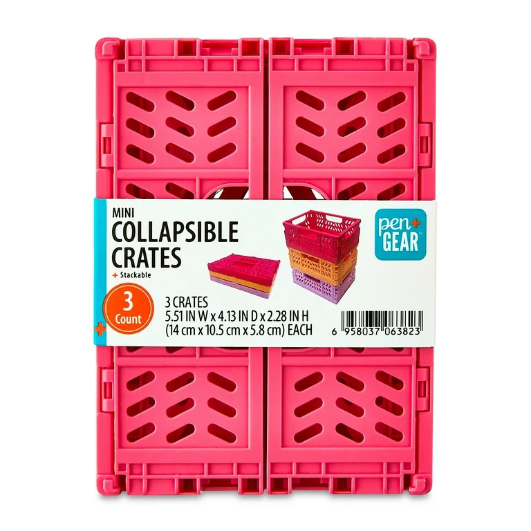 Pen+Gear Mini Collapsible Crate, Assorted Pink Colors,Plastic Materials, Size 5.51" x 4.13" x 2.2... | Walmart (US)