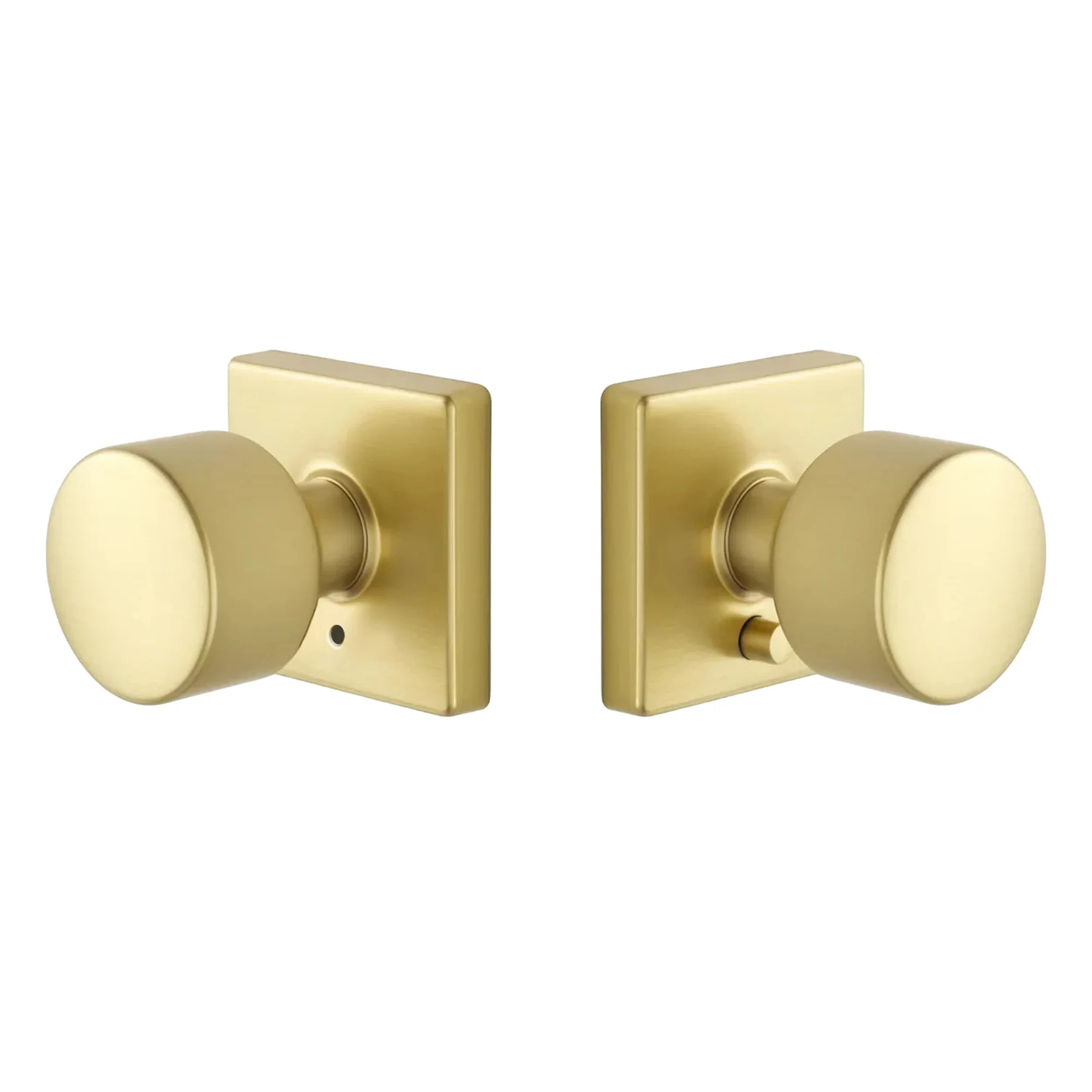 Expressions by Emtek Page Privacy Knobset with Square Rosette, Satin Brass | Wayfair North America