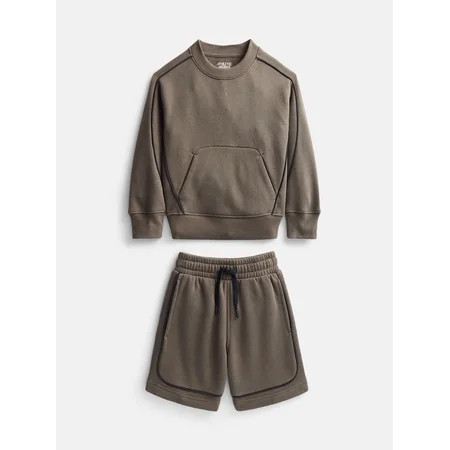 Athletic Works Boys Fleece Sweatshirt and Sweatshorts Set, 2 Piece, Sizes 4-18 & Husky | Walmart (US)