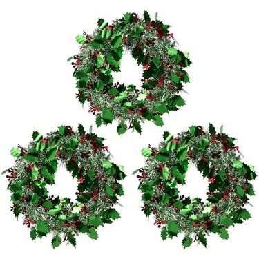 3 Pack Small Green Tinsel Front Door Wreath for Christmas, Holiday Decorations for Windows (12 x ... | Michaels Stores