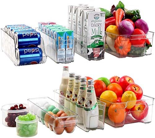 Cadriy Set Of 9 Refrigerator Organizer Bins - Stackable Fridge Organizers for Freezer, Kitchen, C... | Amazon (US)